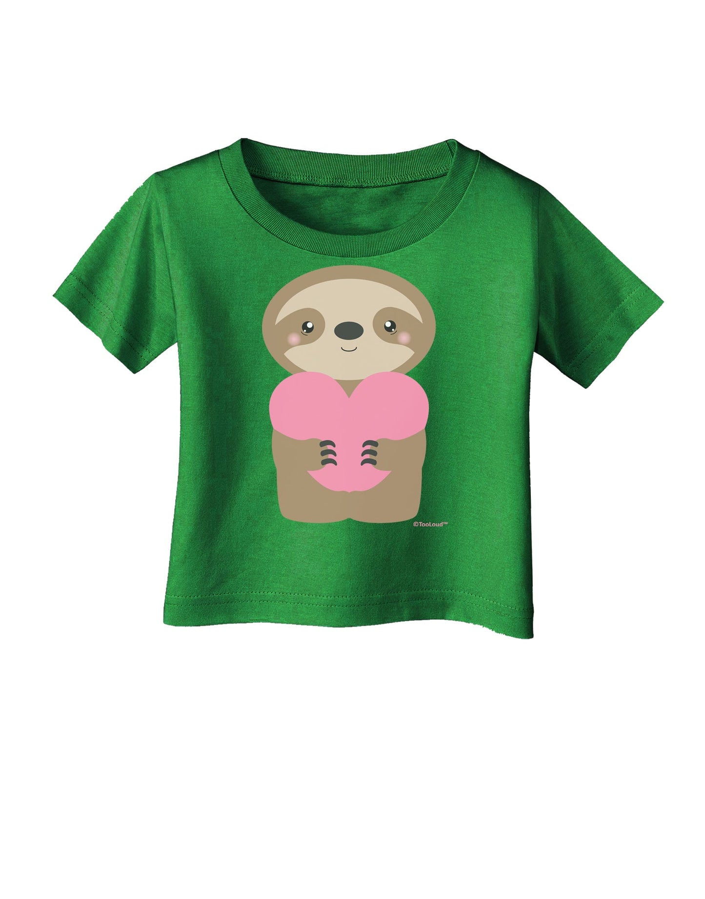 Cute Valentine Sloth Holding Heart Infant T-Shirt Dark by TooLoud-Infant T-Shirt-TooLoud-Clover-Green-06-Months-Davson Sales