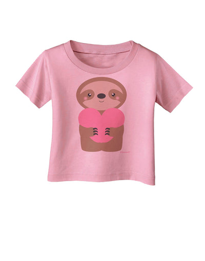 Cute Valentine Sloth Holding Heart Infant T-Shirt by TooLoud
