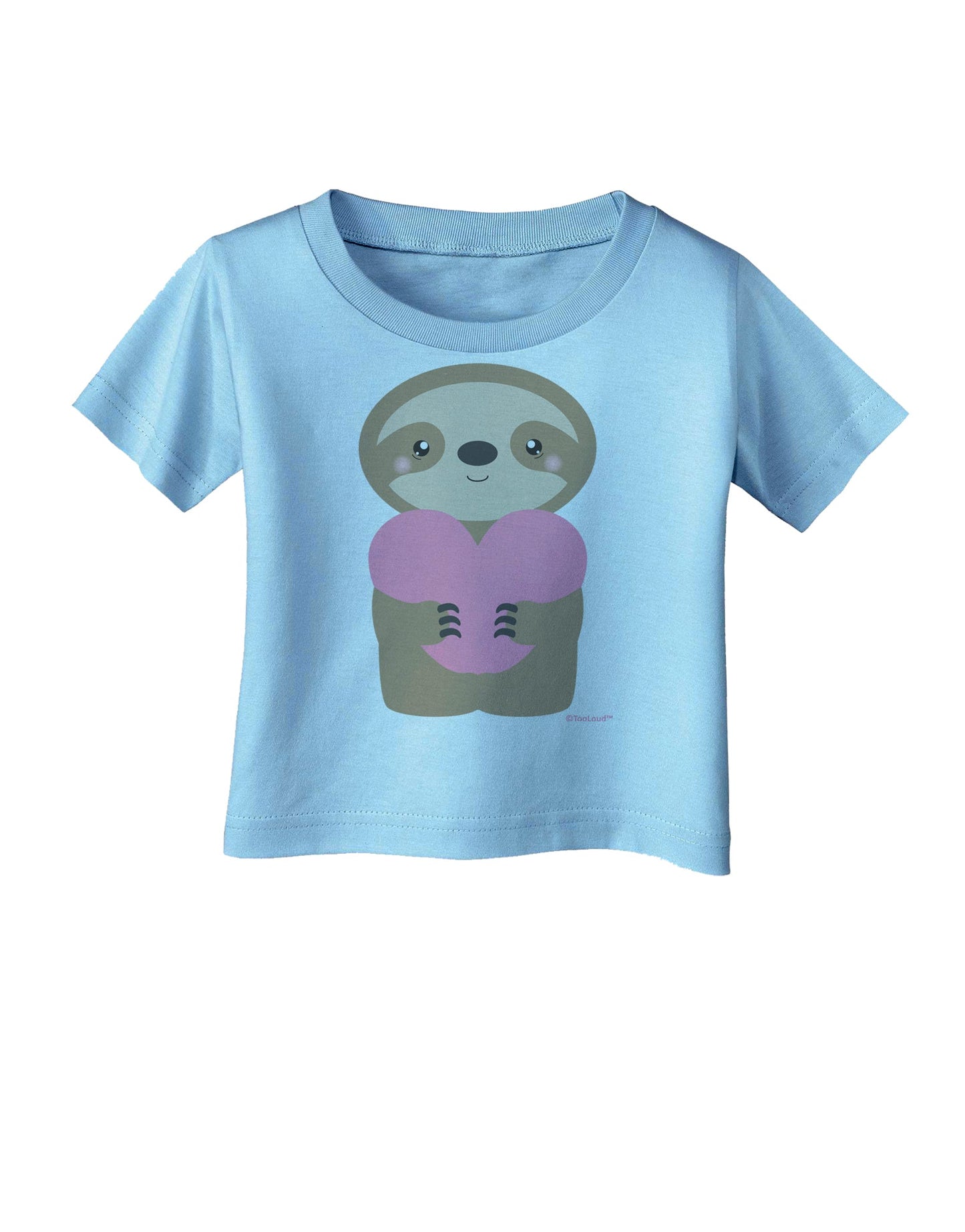 Cute Valentine Sloth Holding Heart Infant T-Shirt by TooLoud-Infant T-Shirt-TooLoud-Aquatic-Blue-06-Months-Davson Sales