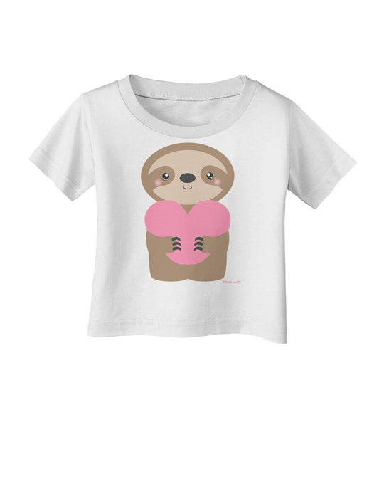Cute Valentine Sloth Holding Heart Infant T-Shirt by TooLoud-Infant T-Shirt-TooLoud-White-06-Months-Davson Sales