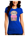 Cute Valentine Sloth Holding Heart Juniors Crew Dark T-Shirt by TooLoud-T-Shirts Juniors Tops-TooLoud-Royal-Blue-Juniors Fitted Small-Davson Sales