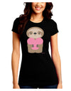 Cute Valentine Sloth Holding Heart Juniors Crew Dark T-Shirt by TooLoud-T-Shirts Juniors Tops-TooLoud-Black-Juniors Fitted Small-Davson Sales