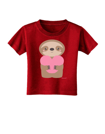 Cute Valentine Sloth Holding Heart Toddler T-Shirt Dark by TooLoud-Toddler T-Shirt-TooLoud-Clover-Green-2T-Davson Sales