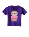 Cute Valentine Sloth Holding Heart Toddler T-Shirt Dark by TooLoud-Toddler T-Shirt-TooLoud-Purple-2T-Davson Sales