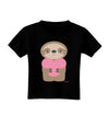 Cute Valentine Sloth Holding Heart Toddler T-Shirt Dark by TooLoud-Toddler T-Shirt-TooLoud-Black-2T-Davson Sales