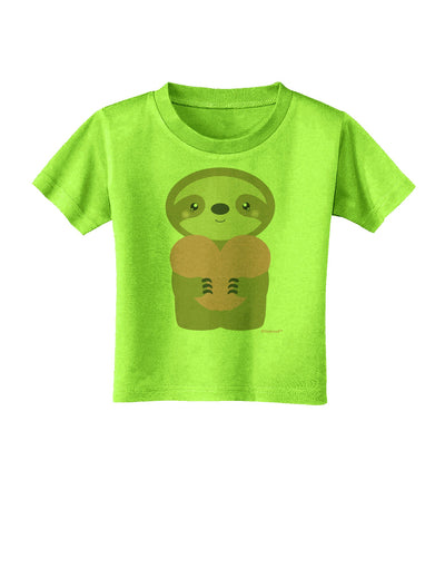 Cute Valentine Sloth Holding Heart Toddler T-Shirt by TooLoud-Toddler T-Shirt-TooLoud-Lime-Green-2T-Davson Sales