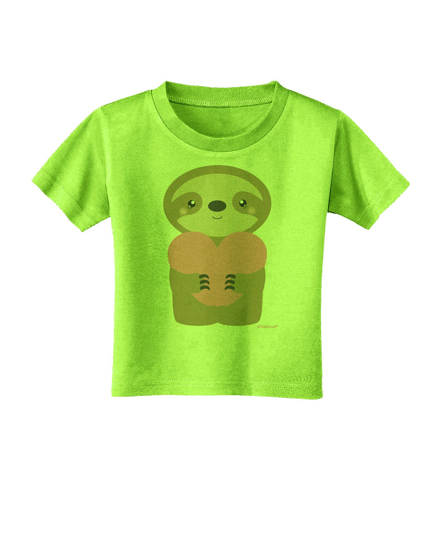 Cute Valentine Sloth Holding Heart Toddler T-Shirt by TooLoud-Toddler T-Shirt-TooLoud-White-2T-Davson Sales