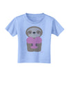 Cute Valentine Sloth Holding Heart Toddler T-Shirt by TooLoud-Toddler T-Shirt-TooLoud-Aquatic-Blue-2T-Davson Sales