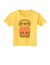 Cute Valentine Sloth Holding Heart Toddler T-Shirt by TooLoud-Toddler T-Shirt-TooLoud-Yellow-2T-Davson Sales