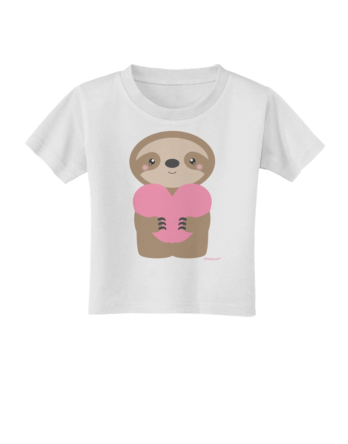 Cute Valentine Sloth Holding Heart Toddler T-Shirt by TooLoud-Toddler T-Shirt-TooLoud-White-2T-Davson Sales