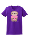 Cute Valentine Sloth Holding Heart Womens Dark T-Shirt by TooLoud-Womens T-Shirt-TooLoud-Purple-X-Small-Davson Sales