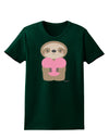 Cute Valentine Sloth Holding Heart Womens Dark T-Shirt by TooLoud-Womens T-Shirt-TooLoud-Forest-Green-Small-Davson Sales