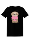 Cute Valentine Sloth Holding Heart Womens Dark T-Shirt by TooLoud-Womens T-Shirt-TooLoud-Black-X-Small-Davson Sales