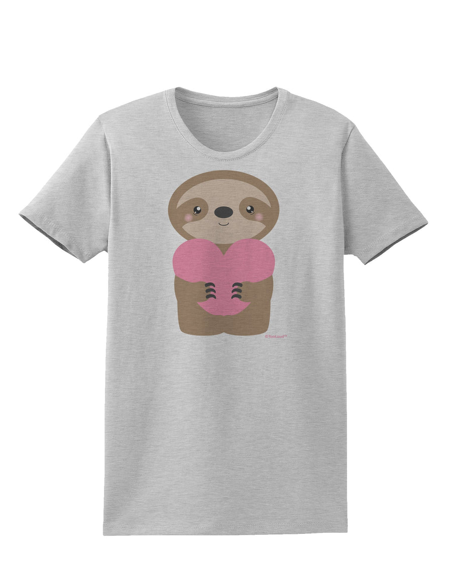 Cute Valentine Sloth Holding Heart Womens T-Shirt by TooLoud-Womens T-Shirt-TooLoud-White-X-Small-Davson Sales