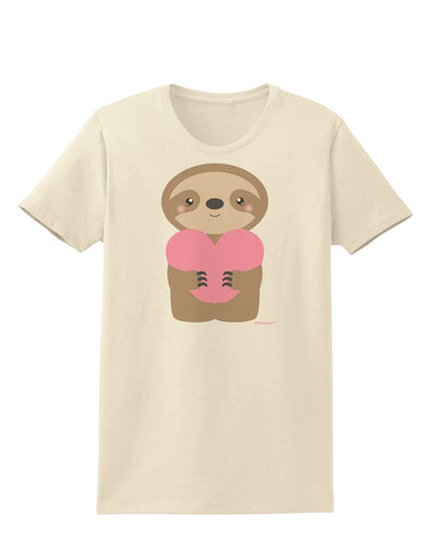 Cute Valentine Sloth Holding Heart Womens T-Shirt by TooLoud-Womens T-Shirt-TooLoud-Natural-X-Small-Davson Sales