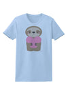 Cute Valentine Sloth Holding Heart Womens T-Shirt by TooLoud-Womens T-Shirt-TooLoud-Light-Blue-X-Small-Davson Sales