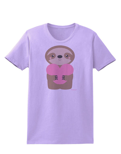 Cute Valentine Sloth Holding Heart Womens T-Shirt by TooLoud-Womens T-Shirt-TooLoud-Lavender-X-Small-Davson Sales