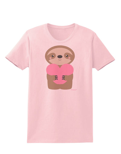 Cute Valentine Sloth Holding Heart Womens T-Shirt by TooLoud-Womens T-Shirt-TooLoud-PalePink-X-Small-Davson Sales