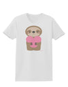 Cute Valentine Sloth Holding Heart Womens T-Shirt by TooLoud-Womens T-Shirt-TooLoud-White-X-Small-Davson Sales