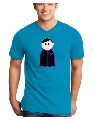 Cute Vampire Boy Halloween Adult Dark V-Neck T-Shirt-TooLoud-Turquoise-Small-Davson Sales