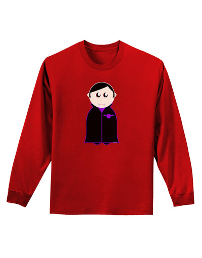 Cute Vampire Boy Halloween Adult Long Sleeve Dark T-Shirt-TooLoud-Red-Small-Davson Sales