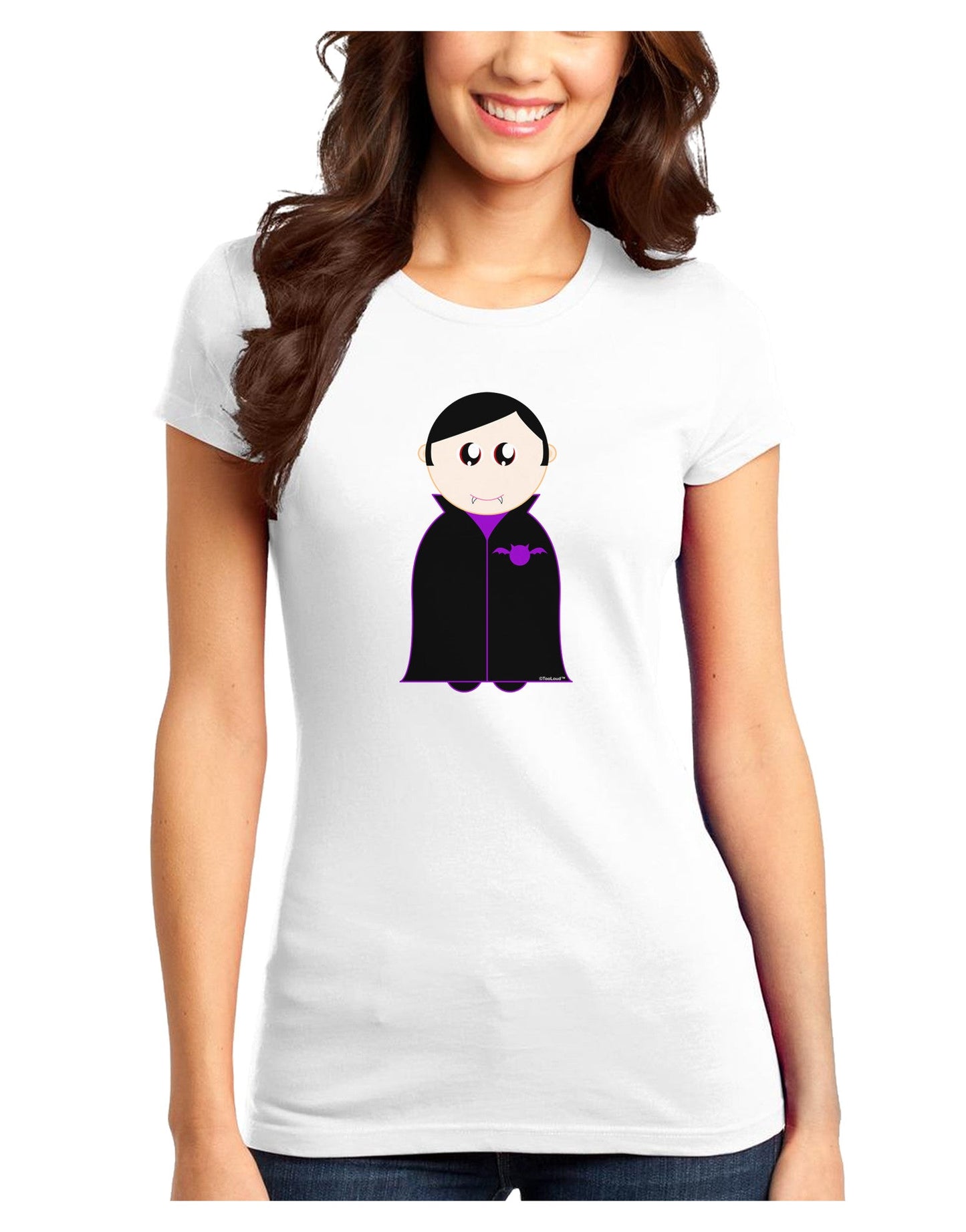 Cute Vampire Boy Halloween Juniors T-Shirt-Womens Juniors T-Shirt-TooLoud-White-Juniors Fitted XS-Davson Sales