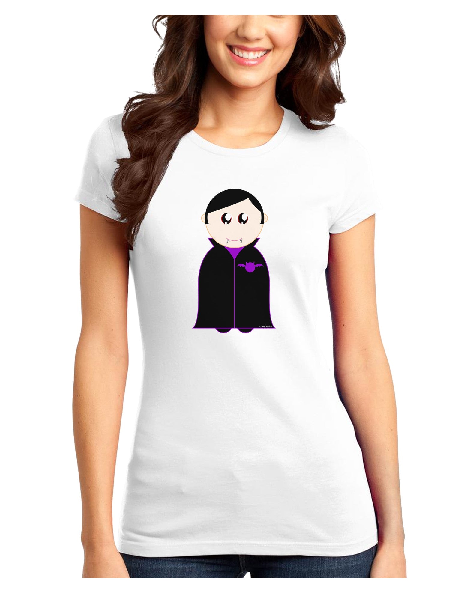 Cute Vampire Boy Halloween Juniors T-Shirt-Womens Juniors T-Shirt-TooLoud-White-Juniors Fitted XS-Davson Sales