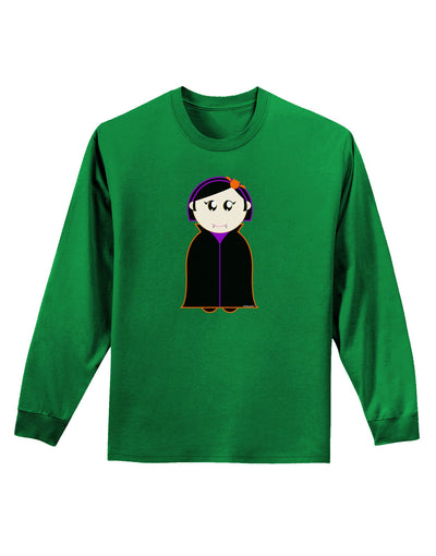 Cute Vampire Girl Halloween Adult Long Sleeve Dark T-Shirt-TooLoud-Kelly-Green-Small-Davson Sales