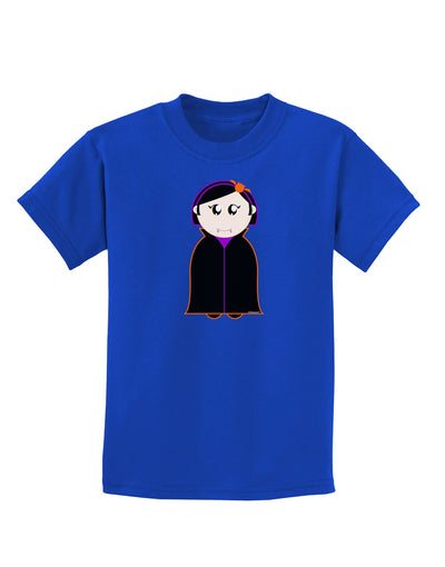 Cute Vampire Girl Halloween Childrens Dark T-Shirt-Childrens T-Shirt-TooLoud-Royal-Blue-X-Small-Davson Sales