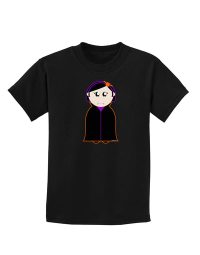 Cute Vampire Girl Halloween Childrens Dark T-Shirt-Childrens T-Shirt-TooLoud-Black-X-Small-Davson Sales