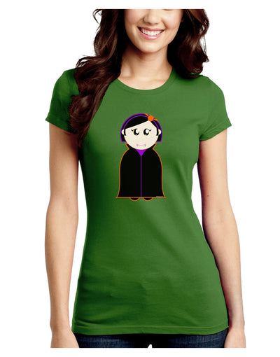 Cute Vampire Girl Halloween Juniors Crew Dark T-Shirt-T-Shirts Juniors Tops-TooLoud-Kiwi-Green-Juniors Fitted Small-Davson Sales