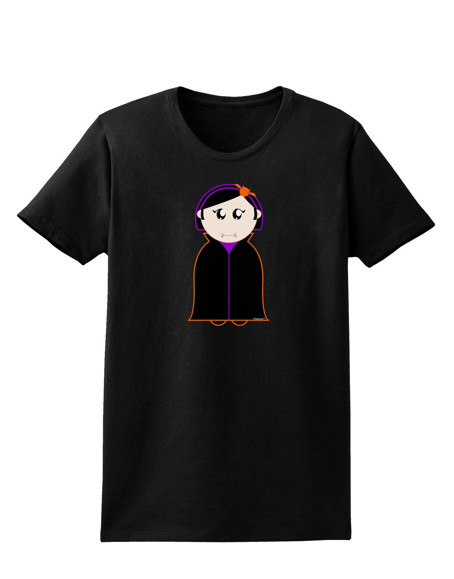 Cute Vampire Girl Halloween Womens Dark T-Shirt-TooLoud-Black-X-Small-Davson Sales