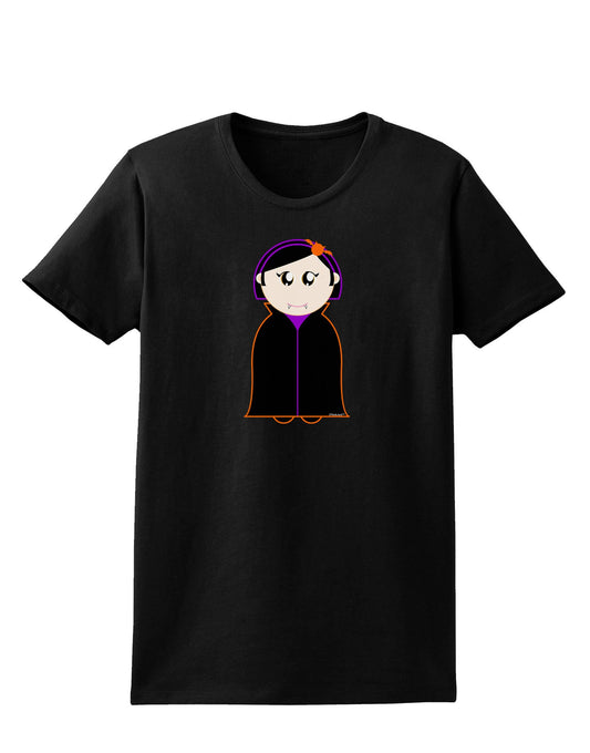 Cute Vampire Girl Halloween Womens Dark T-Shirt-TooLoud-Black-X-Small-Davson Sales