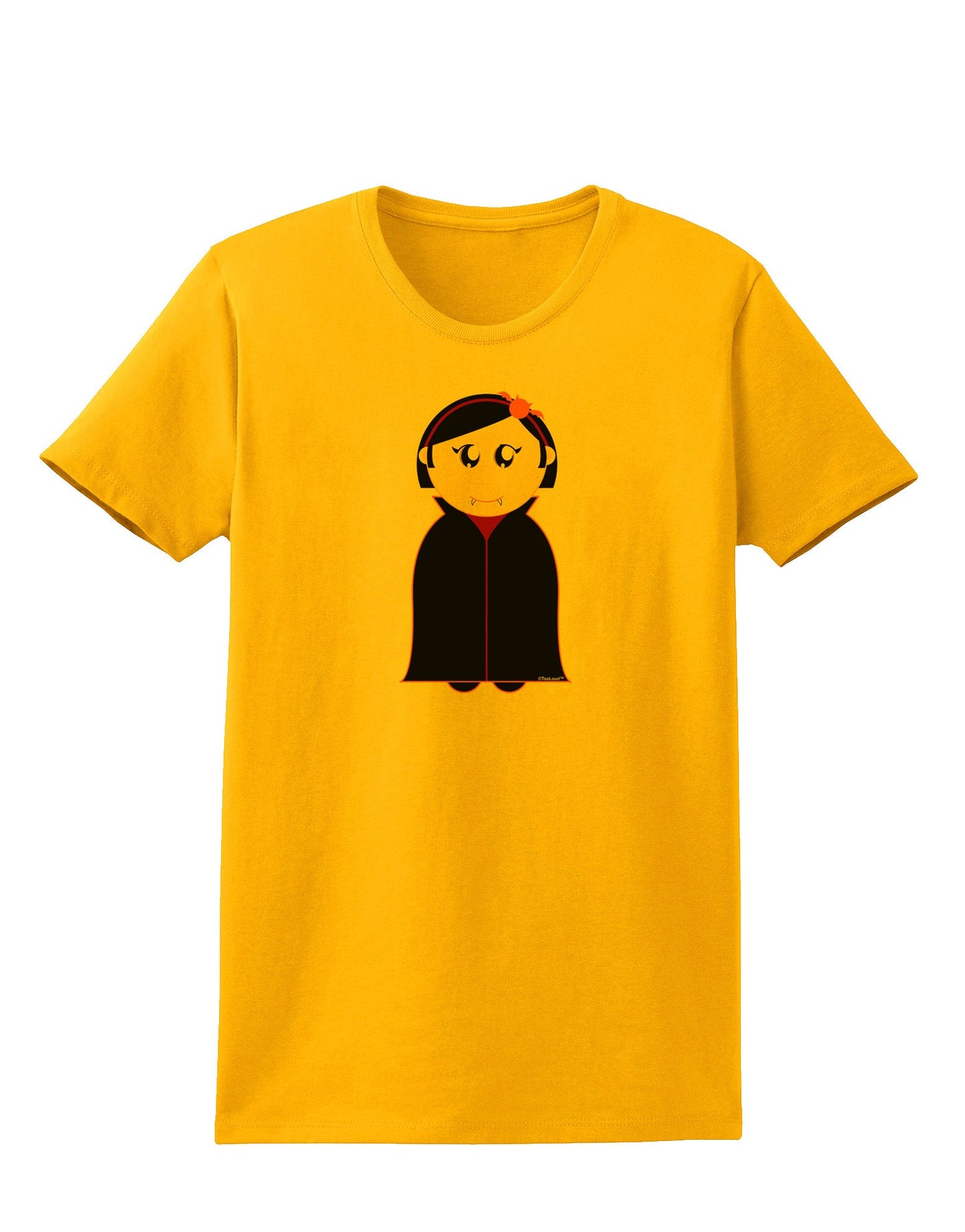 Cute Vampire Girl Halloween Womens T-Shirt-Womens T-Shirt-TooLoud-Gold-X-Small-Davson Sales