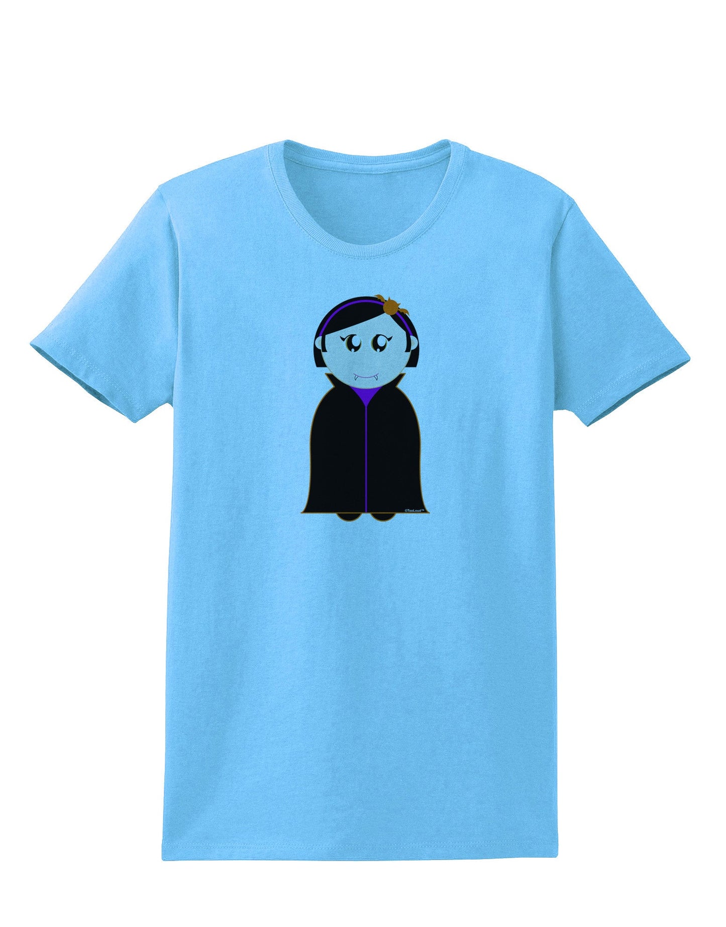 Cute Vampire Girl Halloween Womens T-Shirt-Womens T-Shirt-TooLoud-Aquatic-Blue-X-Small-Davson Sales