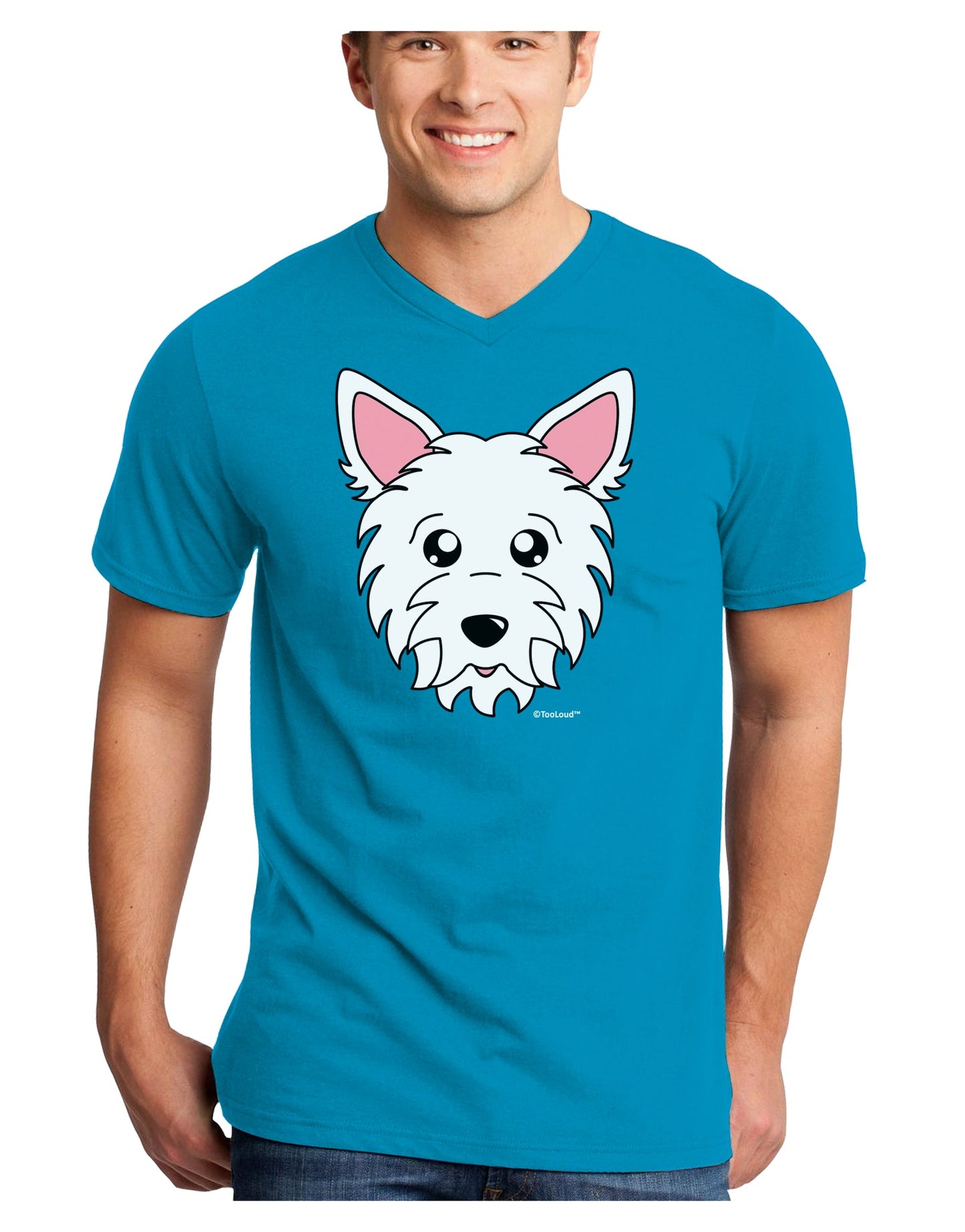 Cute West Highland White Terrier Westie Dog Adult Dark V-Neck T-Shirt by TooLoud-Mens V-Neck T-Shirt-TooLoud-Turquoise-Small-Davson Sales