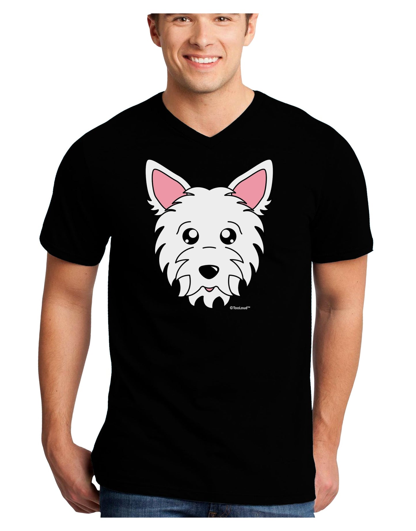 Cute West Highland White Terrier Westie Dog Adult Dark V-Neck T-Shirt by TooLoud-Mens V-Neck T-Shirt-TooLoud-Black-Small-Davson Sales
