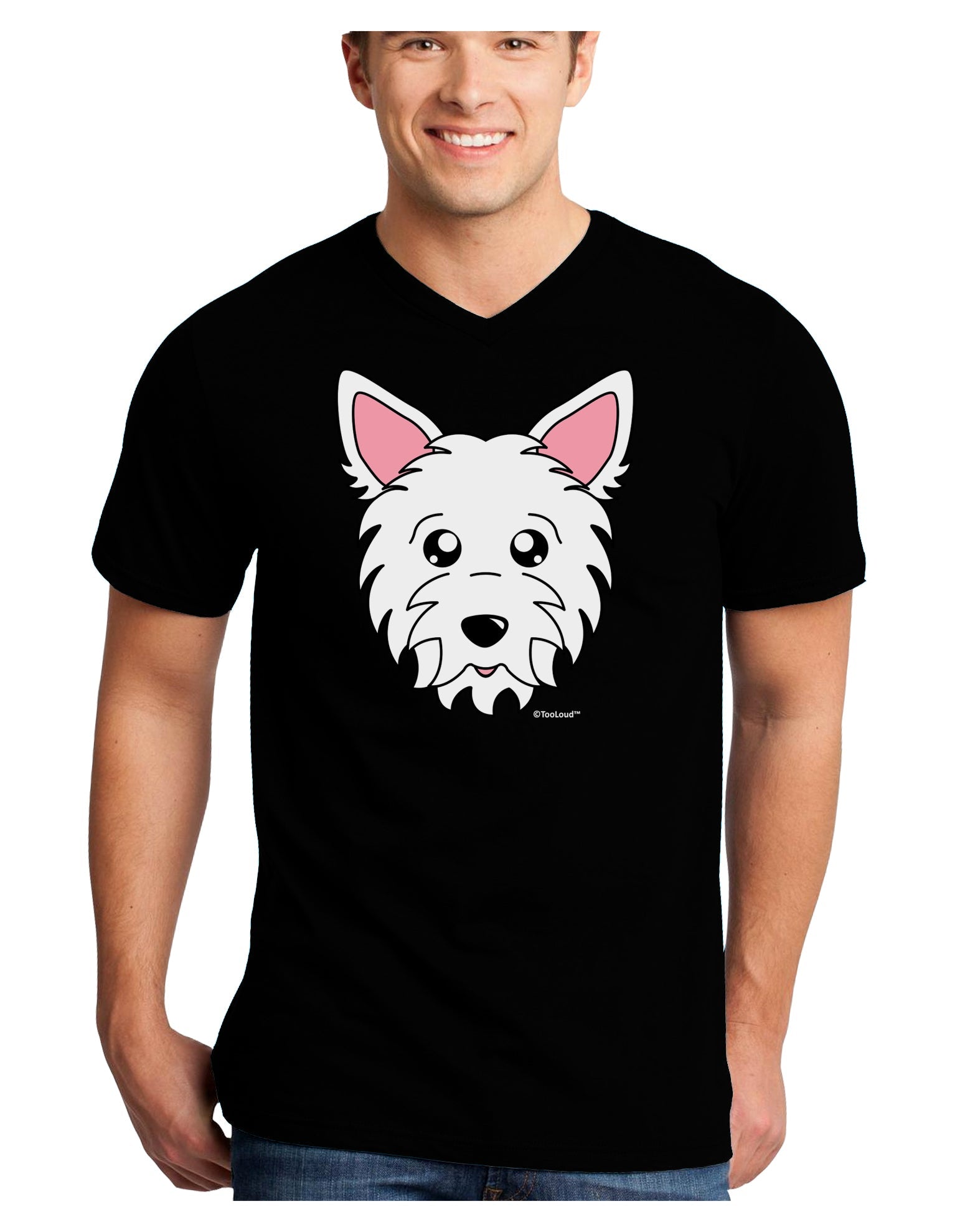 Cute West Highland White Terrier Westie Dog Adult Dark V-Neck T-Shirt by TooLoud-Mens V-Neck T-Shirt-TooLoud-Black-Small-Davson Sales