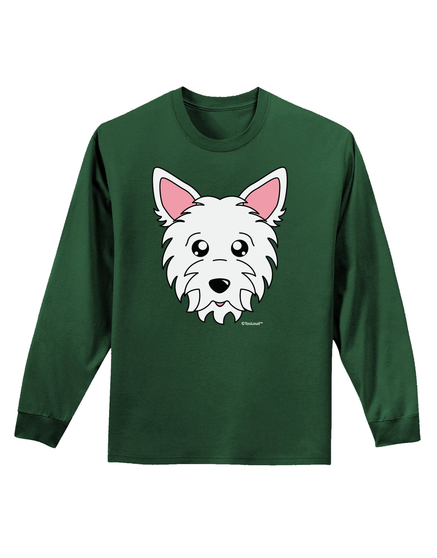 Cute West Highland White Terrier Westie Dog Adult Long Sleeve Dark T-Shirt by TooLoud-TooLoud-Dark-Green-Small-Davson Sales