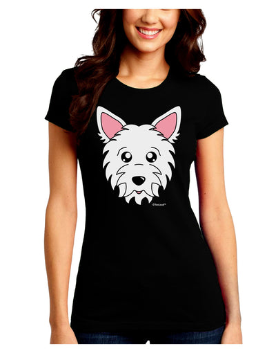 Cute West Highland White Terrier Westie Dog Juniors Crew Dark T-Shirt by TooLoud-T-Shirts Juniors Tops-TooLoud-Black-Juniors Fitted Small-Davson Sales