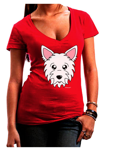 Cute West Highland White Terrier Westie Dog Juniors V-Neck Dark T-Shirt by TooLoud-Womens V-Neck T-Shirts-TooLoud-Red-Juniors Fitted Small-Davson Sales