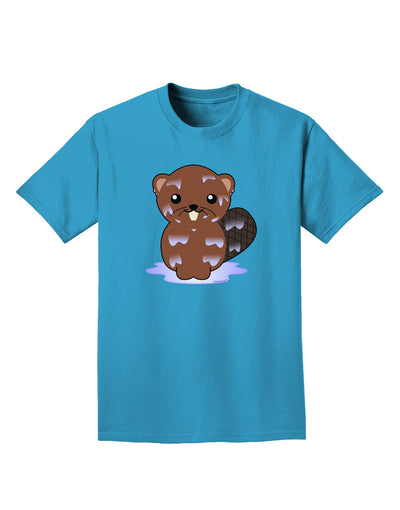 Cute Wet Beaver Adult Dark T-Shirt-Mens T-Shirt-TooLoud-Turquoise-Small-Davson Sales