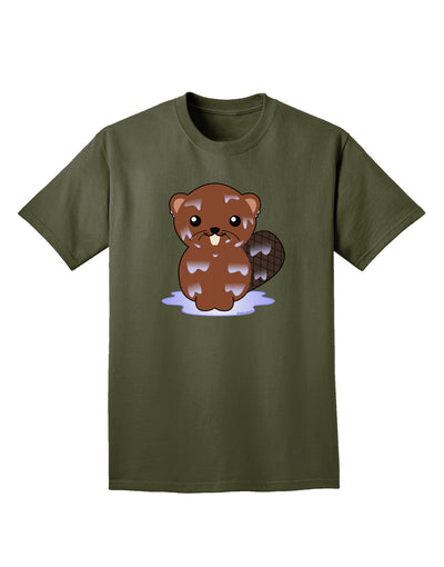 Cute Wet Beaver Adult Dark T-Shirt-Mens T-Shirt-TooLoud-Military-Green-Small-Davson Sales