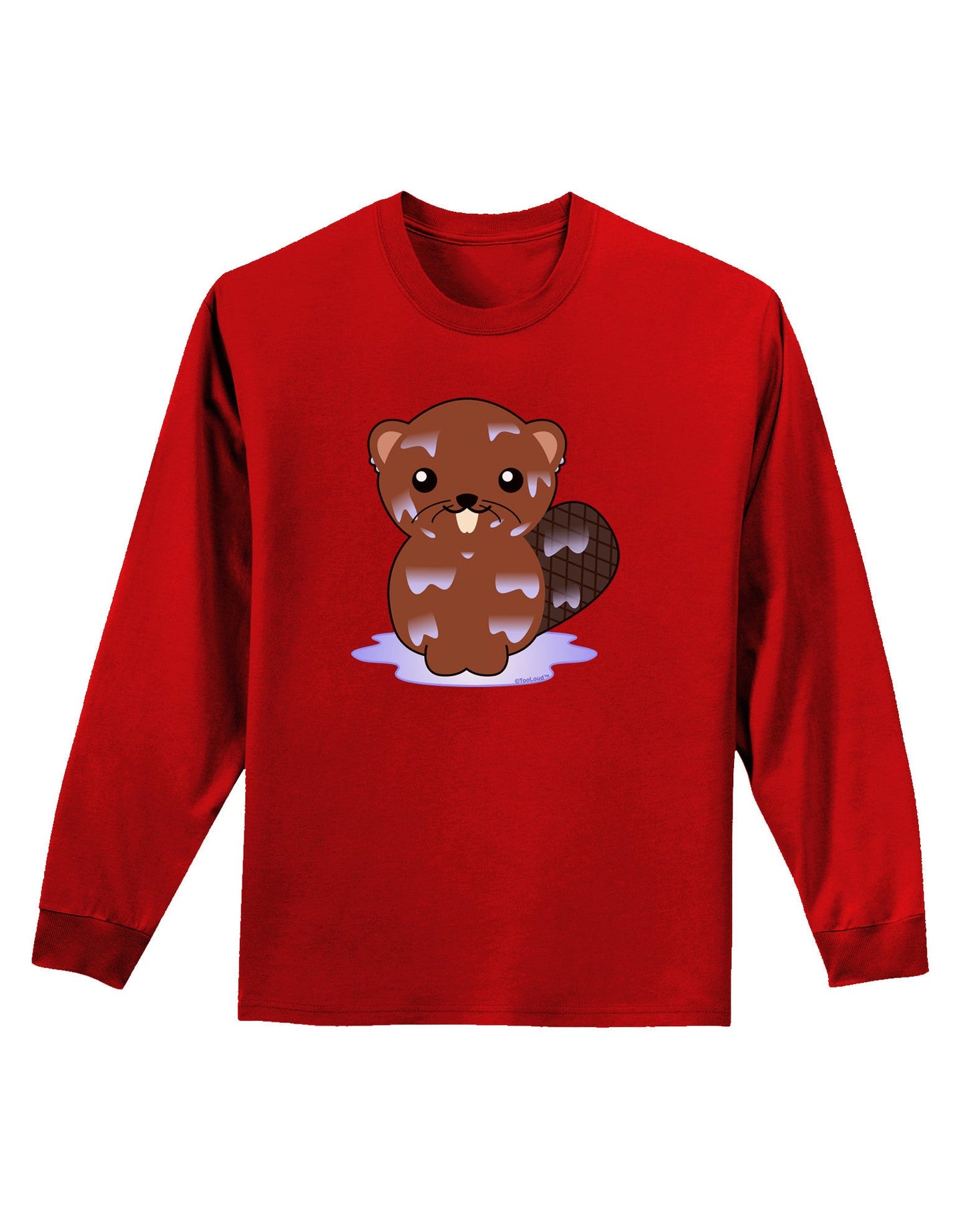 Cute Wet Beaver Adult Long Sleeve Dark T-Shirt-TooLoud-Red-Small-Davson Sales