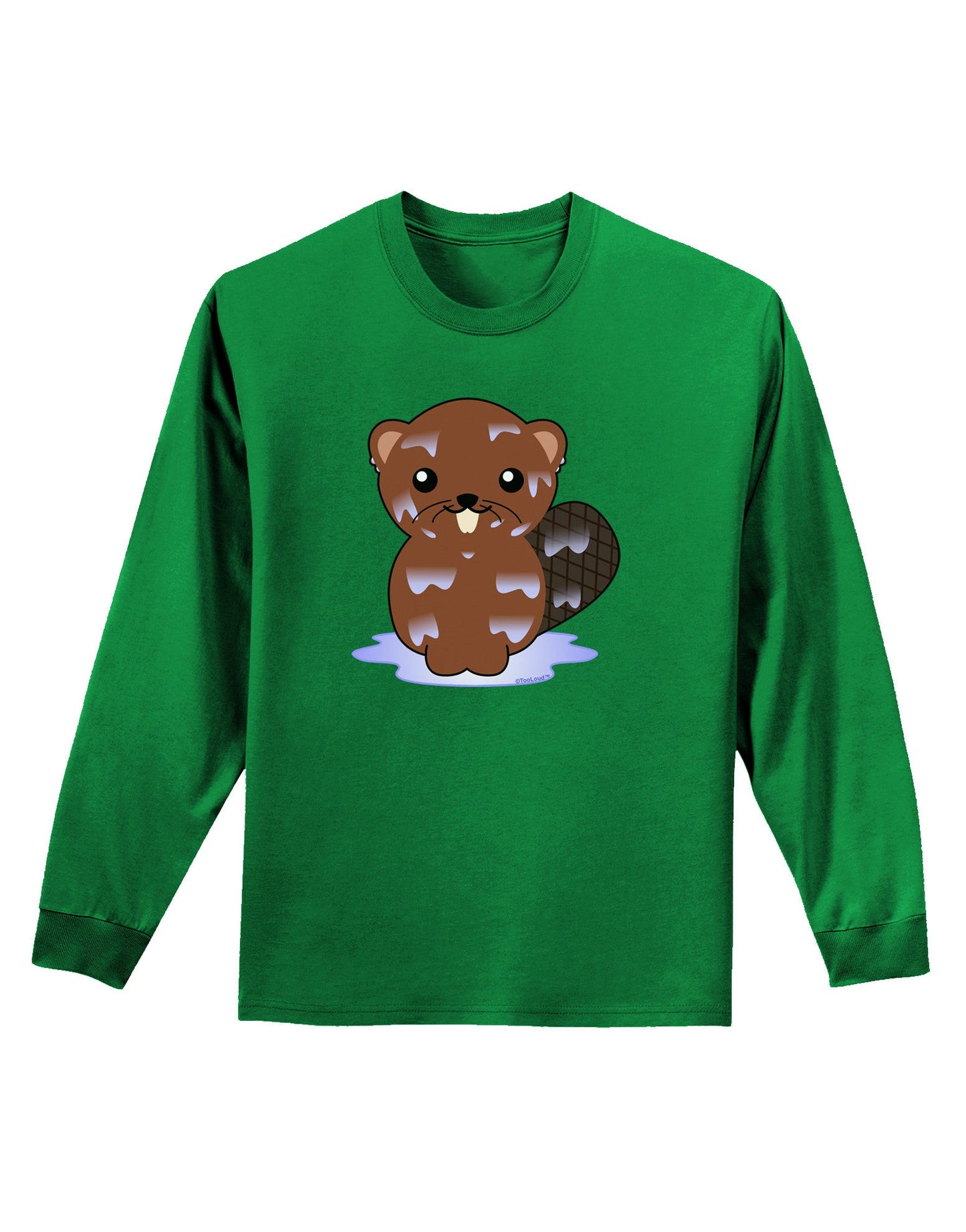 Cute Wet Beaver Adult Long Sleeve Dark T-Shirt-TooLoud-Kelly-Green-Small-Davson Sales