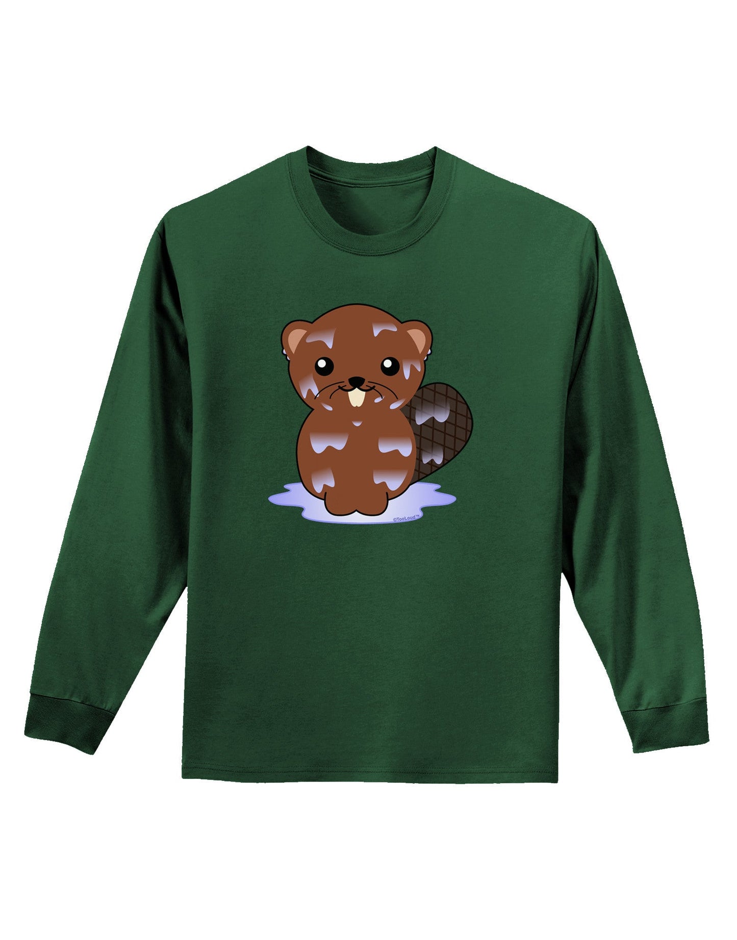 Cute Wet Beaver Adult Long Sleeve Dark T-Shirt-TooLoud-Dark-Green-Small-Davson Sales