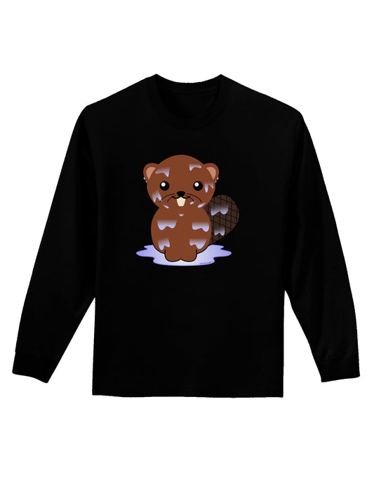 Cute Wet Beaver Adult Long Sleeve Dark T-Shirt-TooLoud-Black-Small-Davson Sales