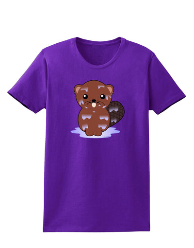 Cute Wet Beaver Womens Dark T-Shirt-TooLoud-Purple-X-Small-Davson Sales