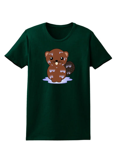 Cute Wet Beaver Womens Dark T-Shirt-TooLoud-Forest-Green-Small-Davson Sales