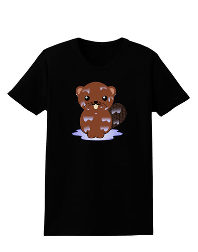 Cute Wet Beaver Womens Dark T-Shirt-TooLoud-Black-X-Small-Davson Sales